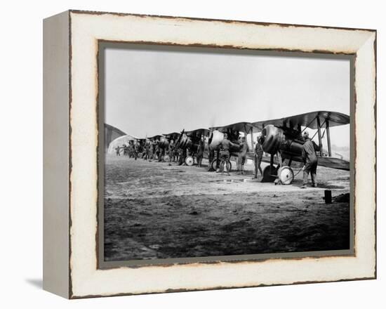 1918 Flight Line of American Expeditionary Force Pilots and Sopwith Camel WWI Biplanes-null-Framed Premier Image Canvas