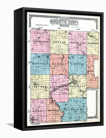 1919, Marquette County Map - Outline, Wisconsin, United States-null-Framed Premier Image Canvas