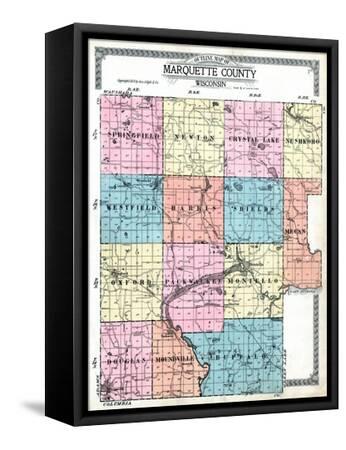 Marquette County Wi Plat Map 1919, Marquette County Map - Outline, Wisconsin, United States' Giclee  Print | Art.com