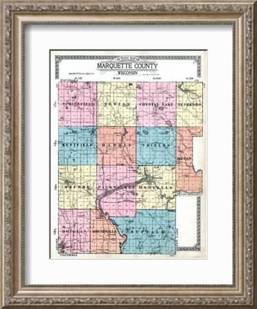 Marquette County Wi Plat Map 1919, Marquette County Map - Outline, Wisconsin, United States' Giclee  Print | Art.com