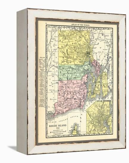 191x, Rhode Island State Map With Providence Inset, Rhode Island, United States-null-Framed Premier Image Canvas