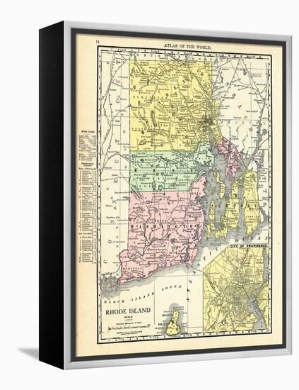 191x, Rhode Island State Map With Providence Inset, Rhode Island, United States-null-Framed Premier Image Canvas