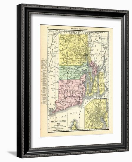 191x, Rhode Island State Map With Providence Inset, Rhode Island, United States-null-Framed Giclee Print