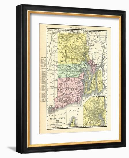 191x, Rhode Island State Map With Providence Inset, Rhode Island, United States-null-Framed Giclee Print