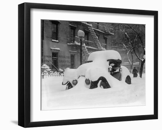 1920's Model Car Is Covered with Snow after a January 1922 Blizzard in Washington, D.C-null-Framed Photo