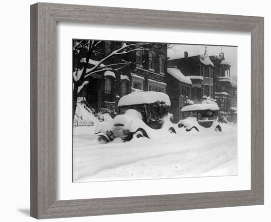 1920's Model Cars are Covered with Snow after January 1922 Blizzard in Washington, D.C-null-Framed Photo