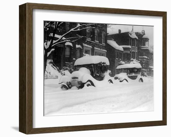 1920's Model Cars are Covered with Snow after January 1922 Blizzard in Washington, D.C-null-Framed Photo