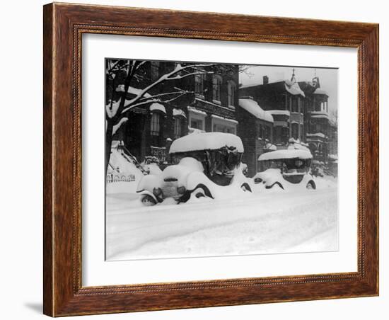 1920's Model Cars are Covered with Snow after January 1922 Blizzard in Washington, D.C-null-Framed Photo