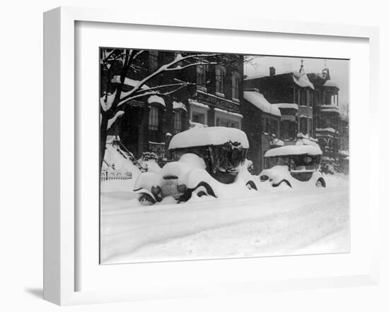 1920's Model Cars are Covered with Snow after January 1922 Blizzard in Washington, D.C-null-Framed Photo