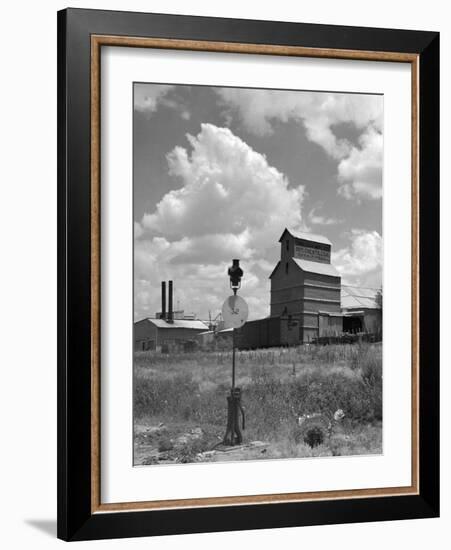 1920s-1930s Canadian Texas Panhandle Grain Elevator Nearby Railroad Switch Point Indicator and Lamp-null-Framed Photographic Print