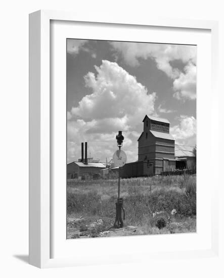 1920s-1930s Canadian Texas Panhandle Grain Elevator Nearby Railroad Switch Point Indicator and Lamp-null-Framed Photographic Print