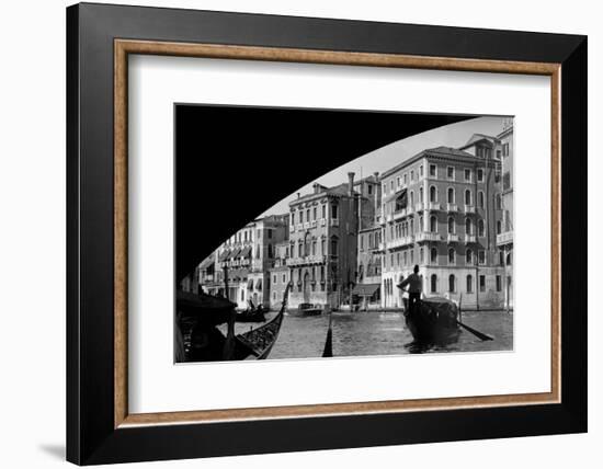 1920s-1930s Gondola Beneath Rialto Bridge Grand Canal Venice, Italy-null-Framed Photographic Print