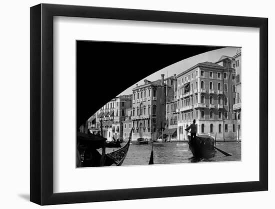 1920s-1930s Gondola Beneath Rialto Bridge Grand Canal Venice, Italy-null-Framed Photographic Print