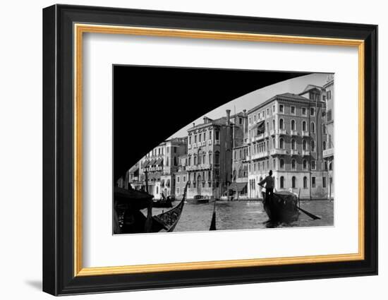 1920s-1930s Gondola Beneath Rialto Bridge Grand Canal Venice, Italy-null-Framed Photographic Print