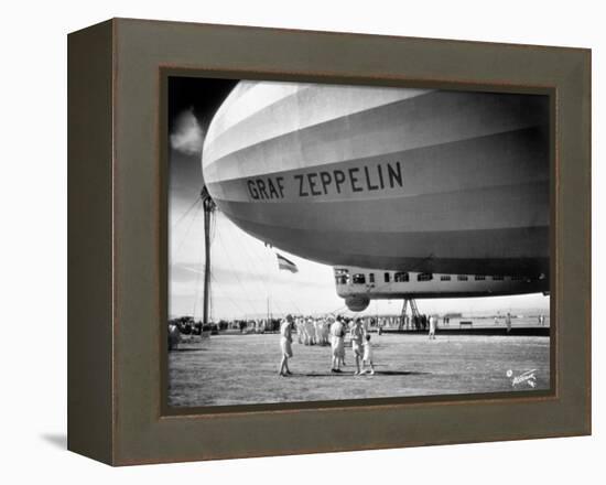 1920s-1930s People Looking at Gondola of Graf Zeppelin LZ-127 German Rigid Lighter Than Air Airship-null-Framed Premier Image Canvas