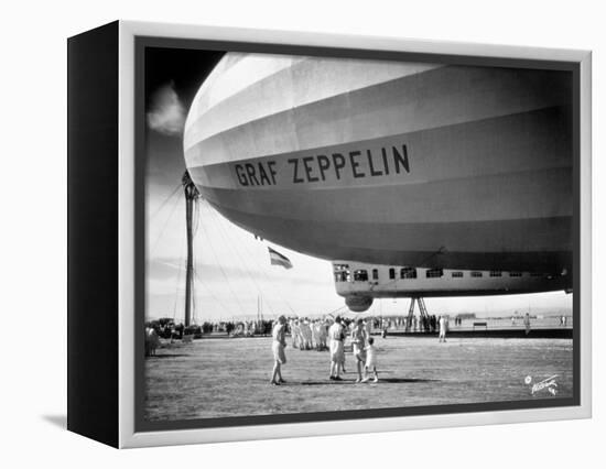 1920s-1930s People Looking at Gondola of Graf Zeppelin LZ-127 German Rigid Lighter Than Air Airship-null-Framed Premier Image Canvas