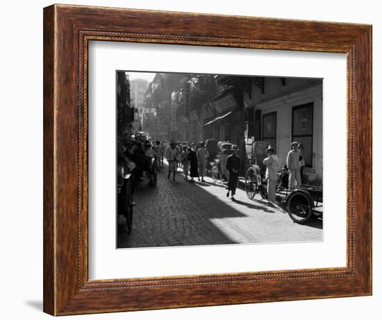 1920s-1930s Street Scene Rickshaws Waiting for Hire Hong Kong China-null-Framed Photographic Print