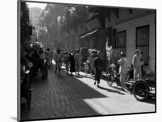 1920s-1930s Street Scene Rickshaws Waiting for Hire Hong Kong China-null-Mounted Photographic Print