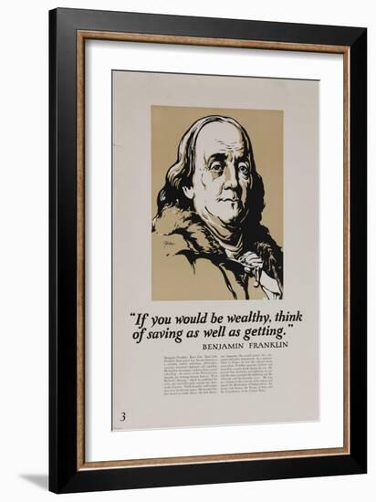 1920s American Banking Poster, Ben Franklin-null-Framed Giclee Print