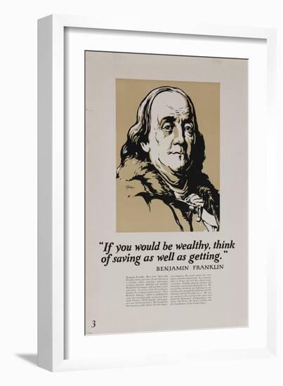 1920s American Banking Poster, Ben Franklin-null-Framed Giclee Print