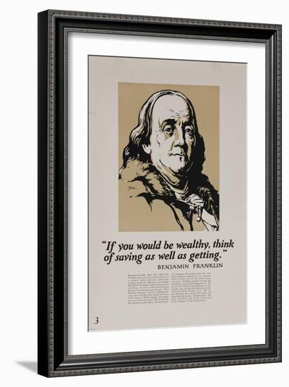 1920s American Banking Poster, Ben Franklin-null-Framed Giclee Print