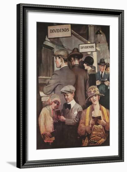 1920s American Banking Poster, Dividends-null-Framed Giclee Print