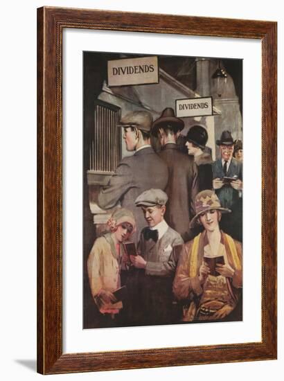 1920s American Banking Poster, Dividends-null-Framed Giclee Print