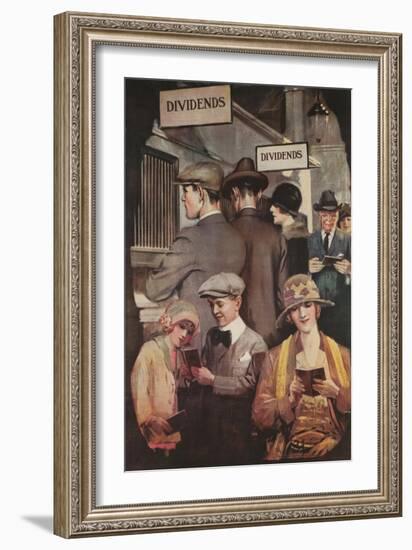 1920s American Banking Poster, Dividends-null-Framed Giclee Print