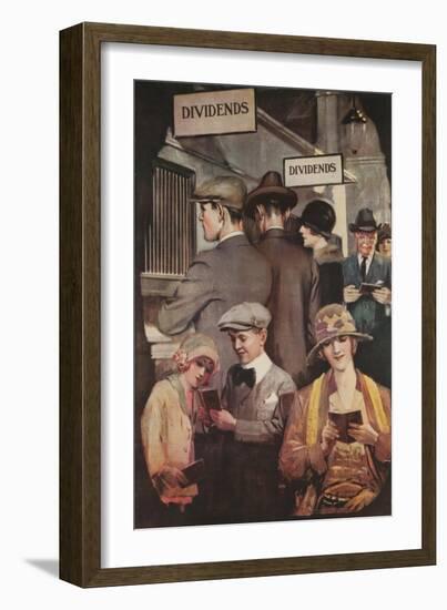 1920s American Banking Poster, Dividends-null-Framed Giclee Print