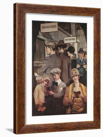1920s American Banking Poster, Dividends-null-Framed Giclee Print