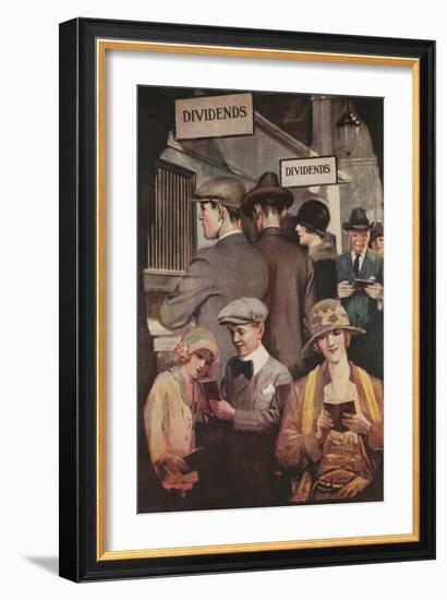 1920s American Banking Poster, Dividends-null-Framed Giclee Print