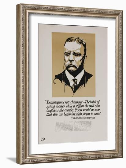 1920s American Banking Poster, Extravagence Rots Character, Teddy Roosevelt-null-Framed Giclee Print