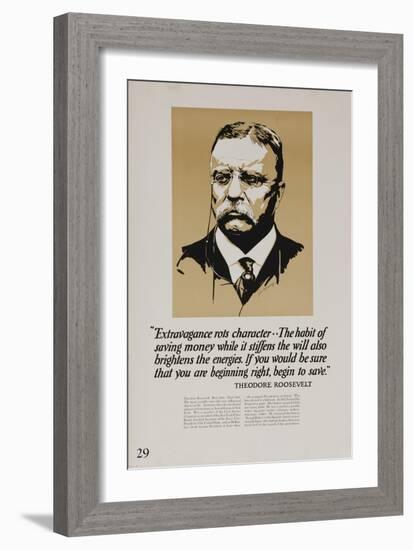 1920s American Banking Poster, Extravagence Rots Character, Teddy Roosevelt-null-Framed Giclee Print