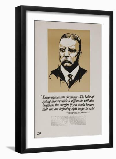 1920s American Banking Poster, Extravagence Rots Character, Teddy Roosevelt-null-Framed Giclee Print