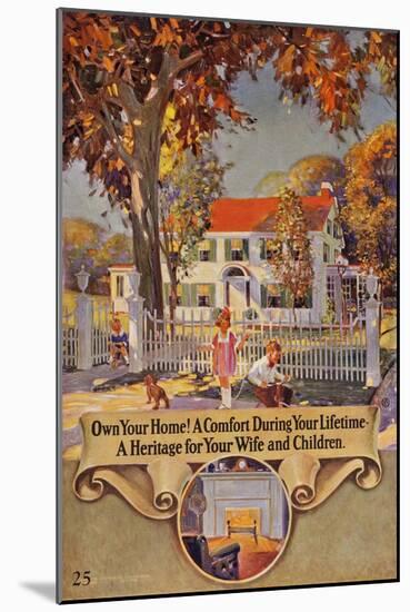 1920s American Banking Poster, Own Your Home-null-Mounted Giclee Print