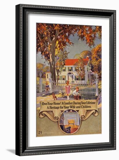 1920s American Banking Poster, Own Your Home-null-Framed Giclee Print