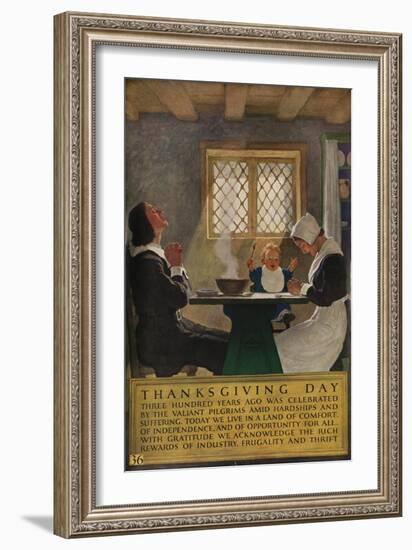 1920s American Banking Poster, Thanksgiving Day-null-Framed Giclee Print