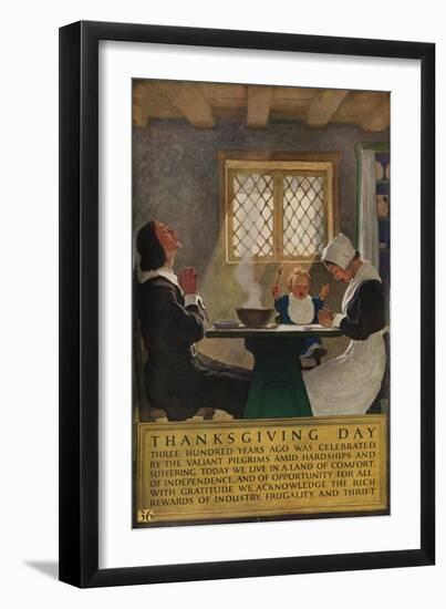 1920s American Banking Poster, Thanksgiving Day-null-Framed Giclee Print