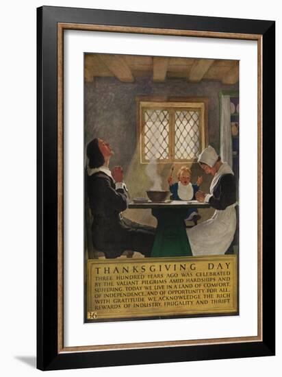 1920s American Banking Poster, Thanksgiving Day-null-Framed Giclee Print