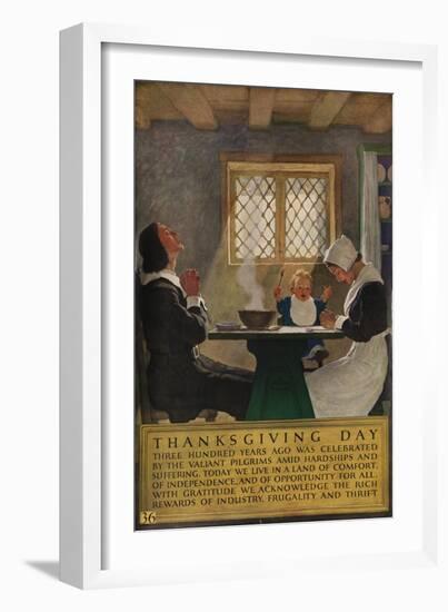 1920s American Banking Poster, Thanksgiving Day-null-Framed Giclee Print