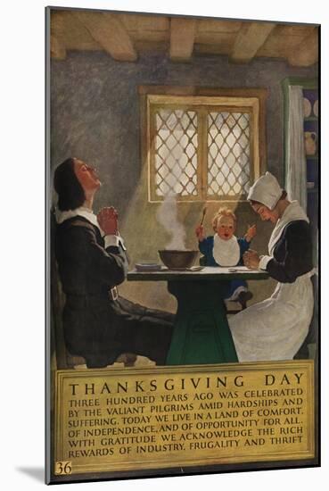 1920s American Banking Poster, Thanksgiving Day-null-Mounted Giclee Print