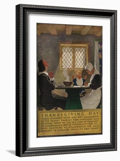 1920s American Banking Poster, Thanksgiving Day-null-Framed Giclee Print