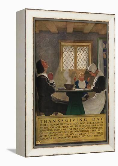 1920s American Banking Poster, Thanksgiving Day-null-Framed Premier Image Canvas