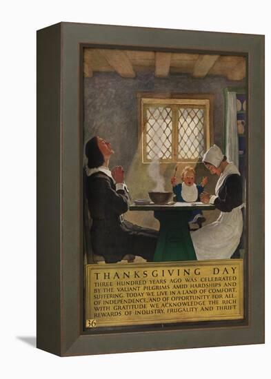 1920s American Banking Poster, Thanksgiving Day-null-Framed Premier Image Canvas