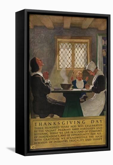 1920s American Banking Poster, Thanksgiving Day-null-Framed Premier Image Canvas