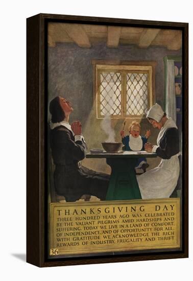 1920s American Banking Poster, Thanksgiving Day-null-Framed Premier Image Canvas