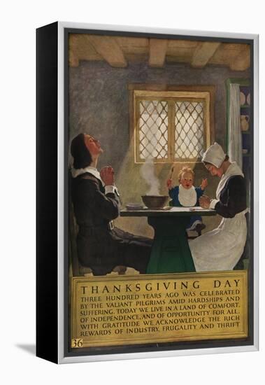 1920s American Banking Poster, Thanksgiving Day-null-Framed Premier Image Canvas