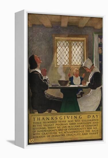 1920s American Banking Poster, Thanksgiving Day-null-Framed Premier Image Canvas