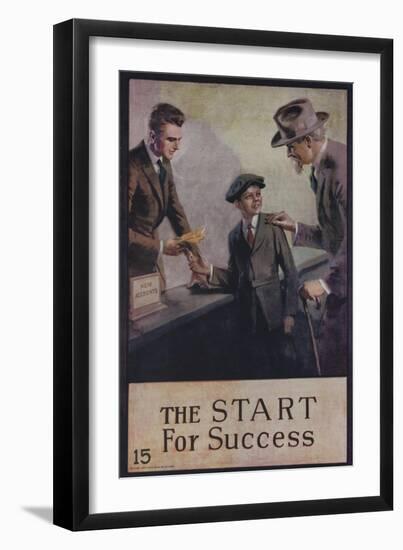 1920s American Banking Poster, the Start for Success-null-Framed Giclee Print