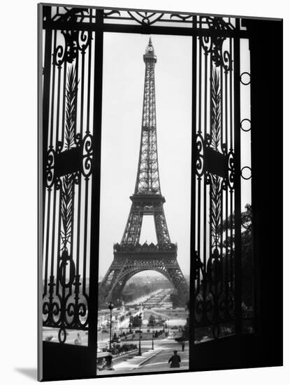 1920s Eiffel Tower Built 1889 Seen from Trocadero Wrought Iron Doors Paris,, France-null-Mounted Photographic Print